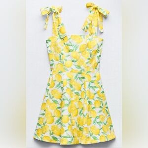 ZARA Lemon Linen Blended Mini Dress X-Small NEW